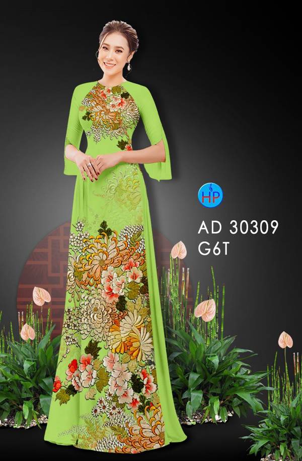 Vải Áo Dài Hoa In 3D mới ra AD 30309
