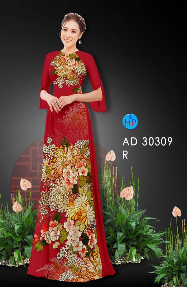 Vải Áo Dài Hoa In 3D mới ra AD 30309