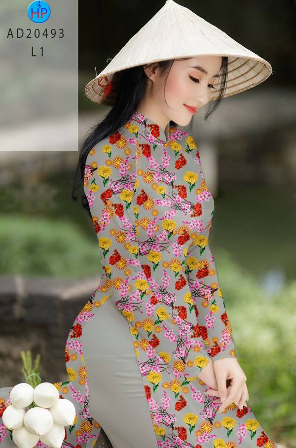 Vải Áo Dài Hoa Đều kiểu mới AD 20493