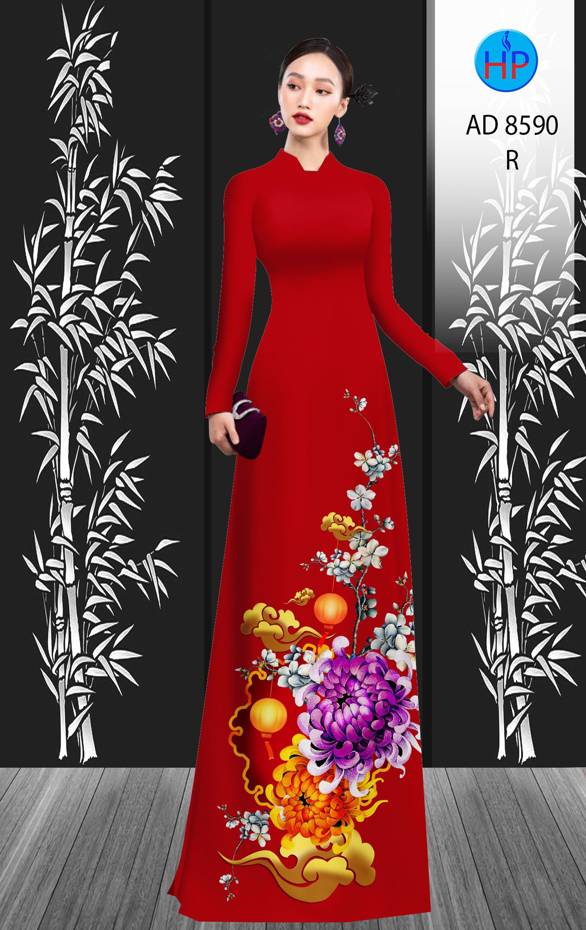 Vải Áo Dài Hoa Cúc Đại Đóa mới ra AD 8590 37 Vải Áo Dài Hoa Cúc Đại Đóa mới ra AD 8590