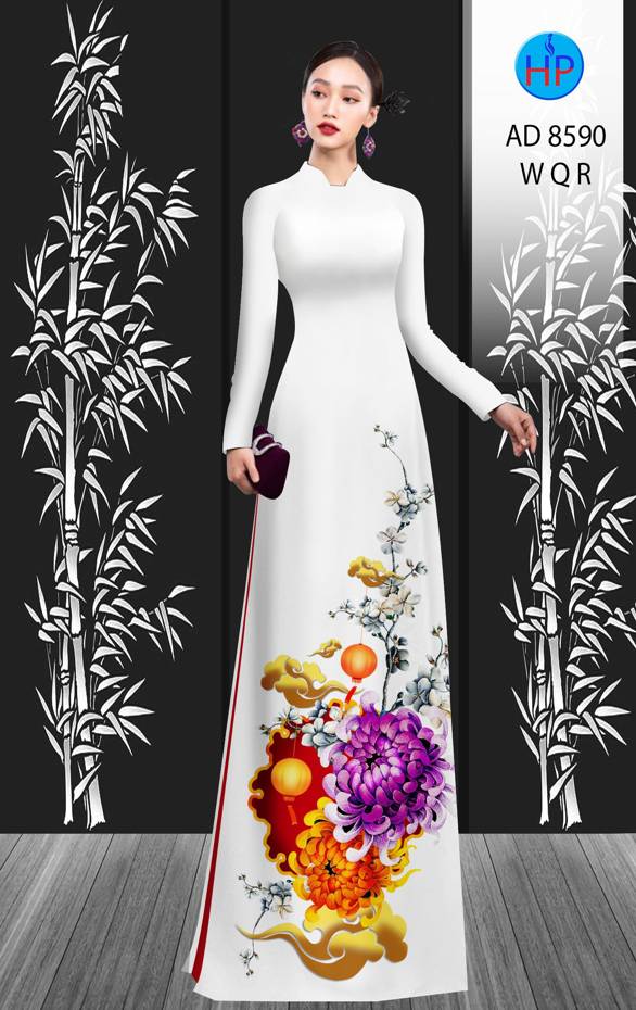 Vải Áo Dài Hoa Cúc Đại Đóa mới ra AD 8590 42 Vải Áo Dài Hoa Cúc Đại Đóa mới ra AD 8590