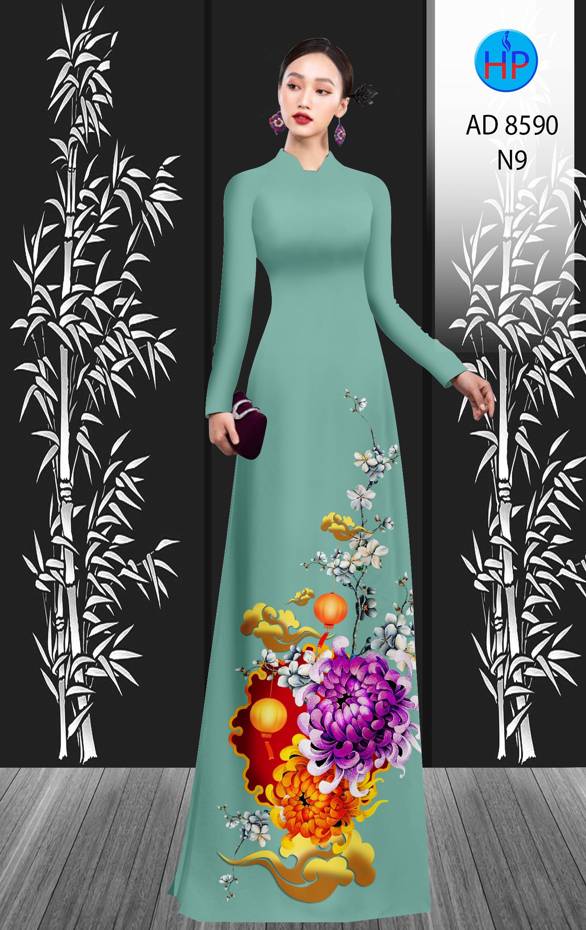 Vải Áo Dài Hoa Cúc Đại Đóa mới ra AD 8590 44 Vải Áo Dài Hoa Cúc Đại Đóa mới ra AD 8590