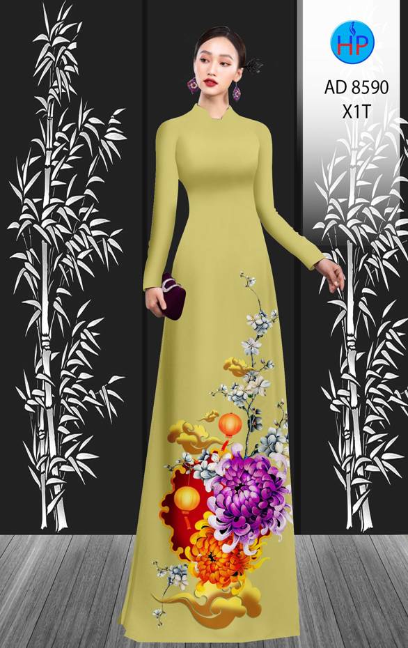Vải Áo Dài Hoa Cúc Đại Đóa mới ra AD 8590 43 Vải Áo Dài Hoa Cúc Đại Đóa mới ra AD 8590