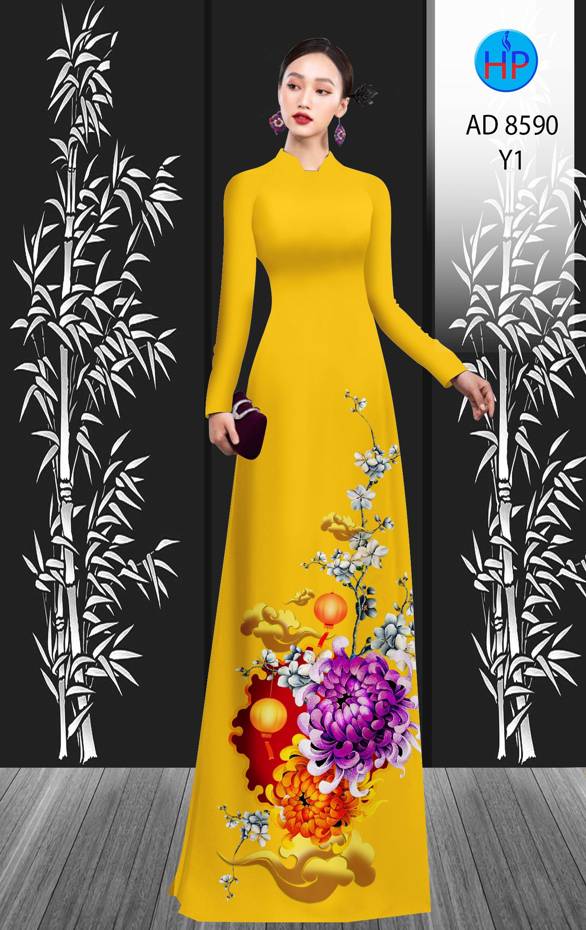 Vải Áo Dài Hoa Cúc Đại Đóa mới ra AD 8590 46 Vải Áo Dài Hoa Cúc Đại Đóa mới ra AD 8590
