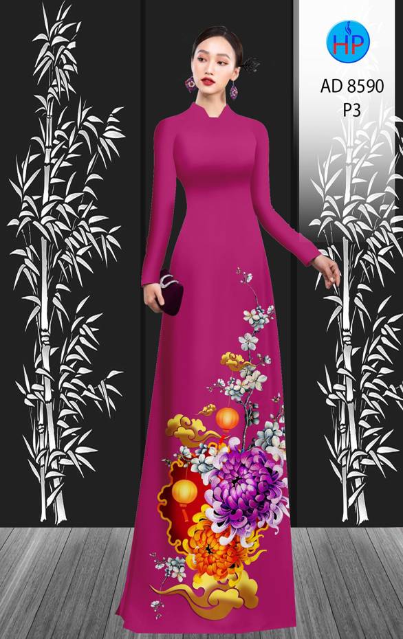 Vải Áo Dài Hoa Cúc Đại Đóa mới ra AD 8590 47 Vải Áo Dài Hoa Cúc Đại Đóa mới ra AD 8590