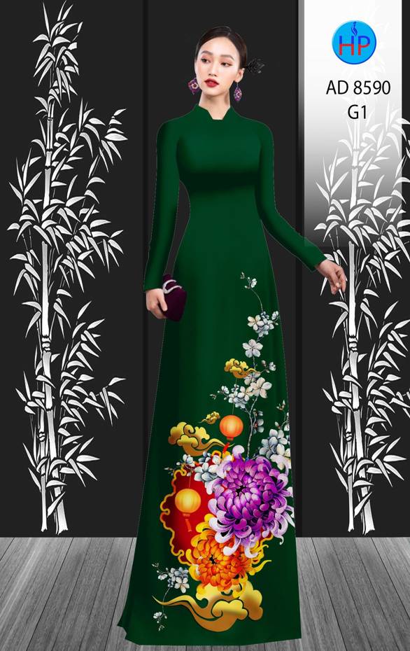 Vải Áo Dài Hoa Cúc Đại Đóa mới ra AD 8590 49 Vải Áo Dài Hoa Cúc Đại Đóa mới ra AD 8590