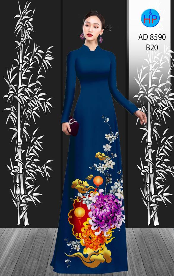 Vải Áo Dài Hoa Cúc Đại Đóa mới ra AD 8590 48 Vải Áo Dài Hoa Cúc Đại Đóa mới ra AD 8590