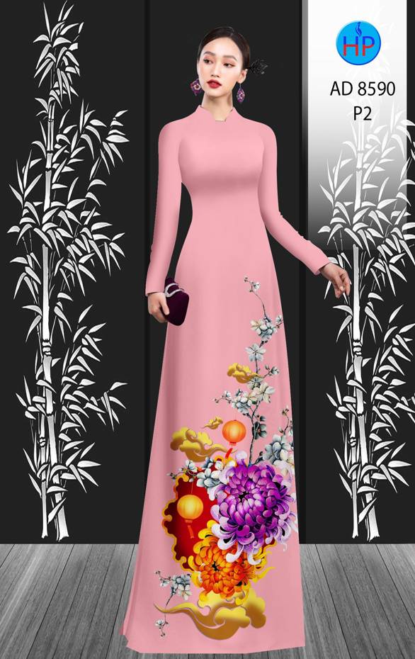 Vải Áo Dài Hoa Cúc Đại Đóa mới ra AD 8590 51 Vải Áo Dài Hoa Cúc Đại Đóa mới ra AD 8590
