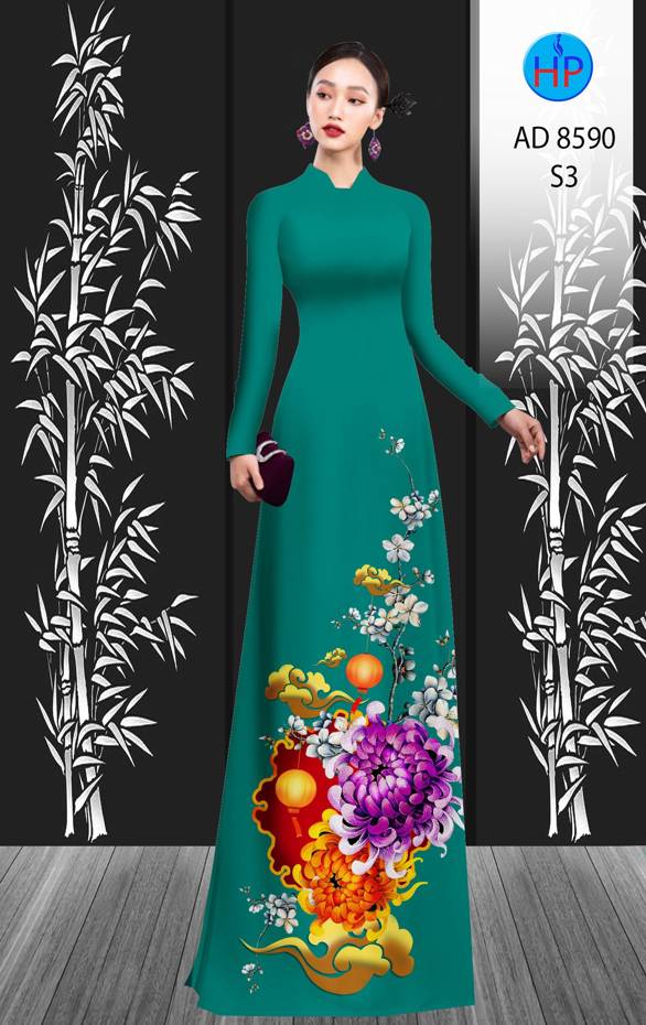 Vải Áo Dài Hoa Cúc Đại Đóa mới ra AD 8590 52 Vải Áo Dài Hoa Cúc Đại Đóa mới ra AD 8590