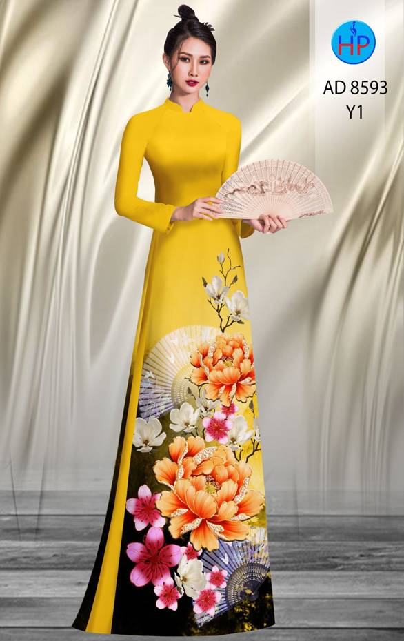 Vải Áo Dài Hoa In 3D mới ra AD 8593 51 Vải Áo Dài Hoa In 3D mới ra AD 8593