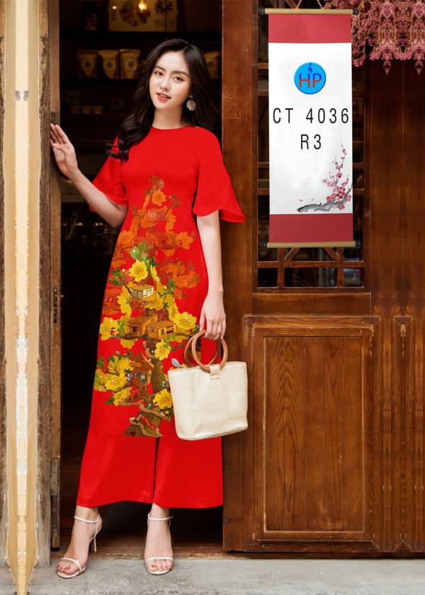 Vải Áo Dài Hoa Mai Vàng kiểu mới AD 4036 38 Vải Áo Dài Hoa Mai Vàng kiểu mới AD 4036