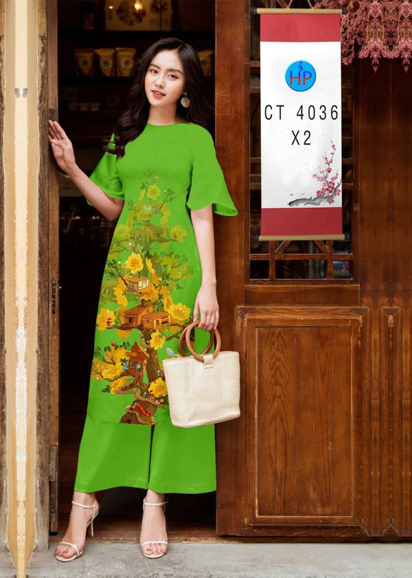 Vải Áo Dài Hoa Mai Vàng kiểu mới AD 4036 42 Vải Áo Dài Hoa Mai Vàng kiểu mới AD 4036