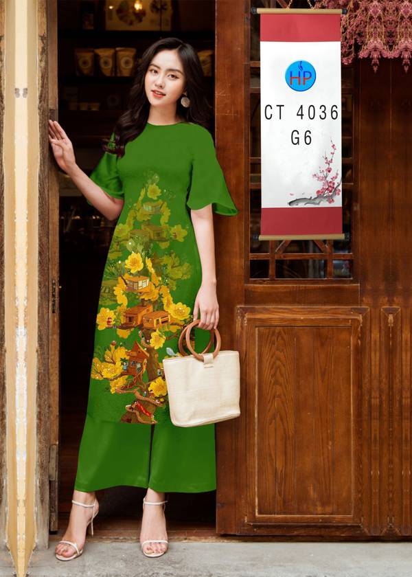 Vải Áo Dài Hoa Mai Vàng kiểu mới AD 4036 41 Vải Áo Dài Hoa Mai Vàng kiểu mới AD 4036