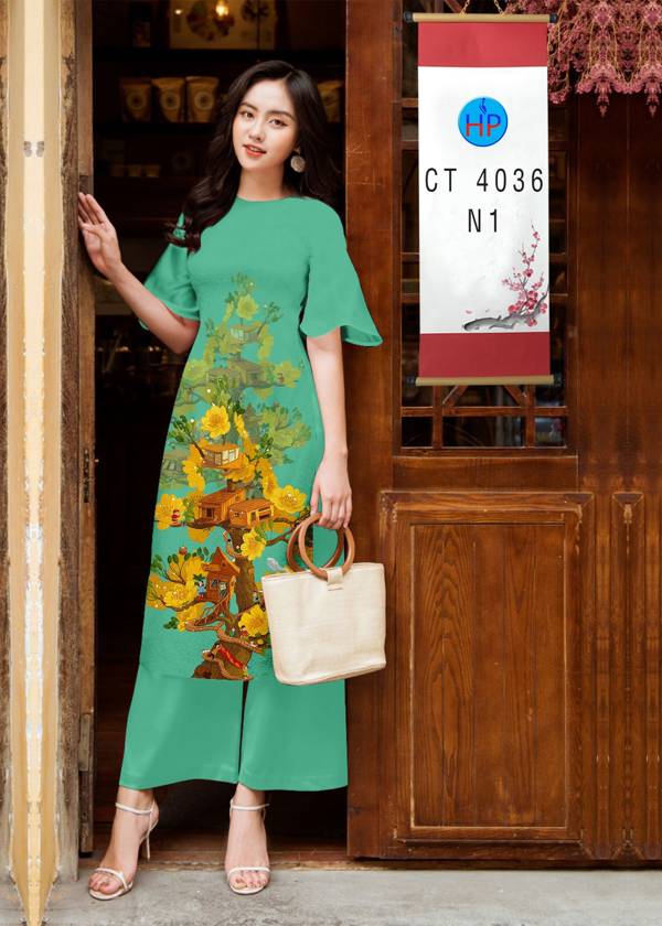 Vải Áo Dài Hoa Mai Vàng kiểu mới AD 4036 39 Vải Áo Dài Hoa Mai Vàng kiểu mới AD 4036