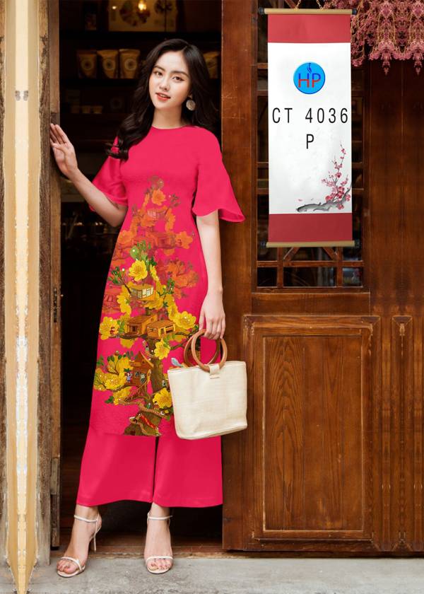 Vải Áo Dài Hoa Mai Vàng kiểu mới AD 4036 44 Vải Áo Dài Hoa Mai Vàng kiểu mới AD 4036