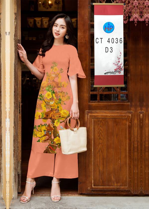 Vải Áo Dài Hoa Mai Vàng kiểu mới AD 4036 43 Vải Áo Dài Hoa Mai Vàng kiểu mới AD 4036