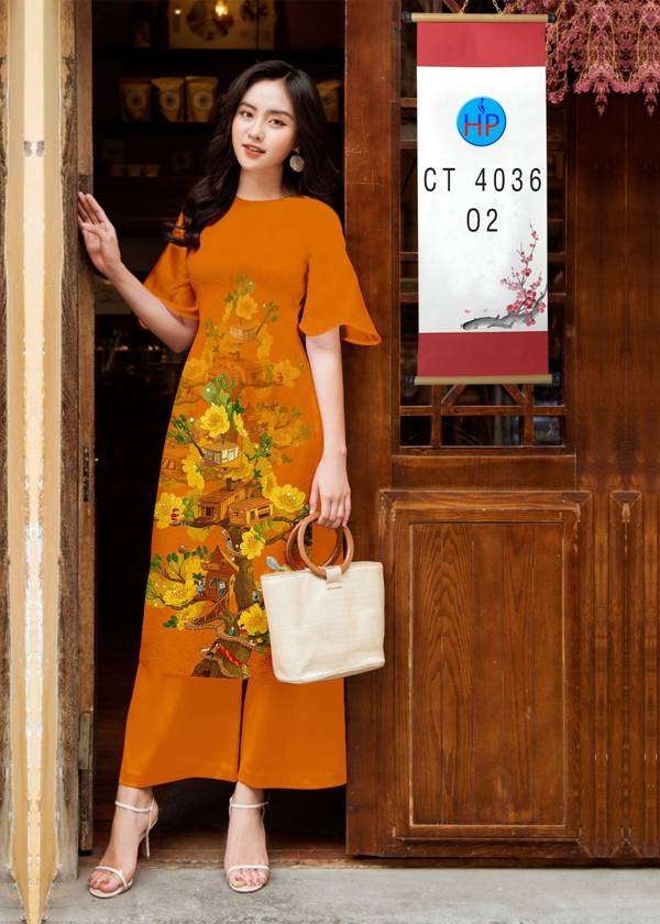 Vải Áo Dài Hoa Mai Vàng kiểu mới AD 4036 46 Vải Áo Dài Hoa Mai Vàng kiểu mới AD 4036