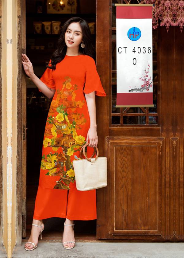 Vải Áo Dài Hoa Mai Vàng kiểu mới AD 4036 48 Vải Áo Dài Hoa Mai Vàng kiểu mới AD 4036