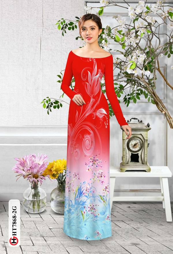Vải Áo Dài Hoa In 3D kiểu mới AD HT7868 36 Vải Áo Dài Hoa In 3D kiểu mới AD HT7868