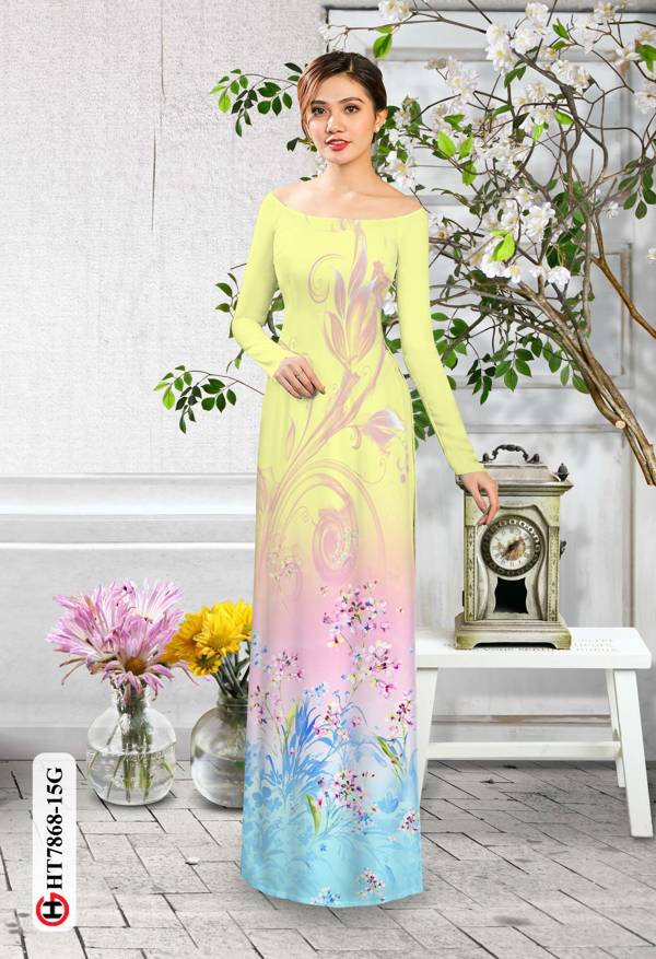 Vải Áo Dài Hoa In 3D kiểu mới AD HT7868 39 Vải Áo Dài Hoa In 3D kiểu mới AD HT7868