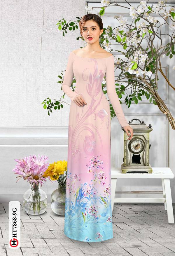 Vải Áo Dài Hoa In 3D kiểu mới AD HT7868 37 Vải Áo Dài Hoa In 3D kiểu mới AD HT7868