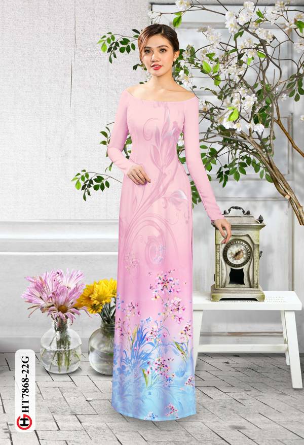 Vải Áo Dài Hoa In 3D kiểu mới AD HT7868 42 Vải Áo Dài Hoa In 3D kiểu mới AD HT7868