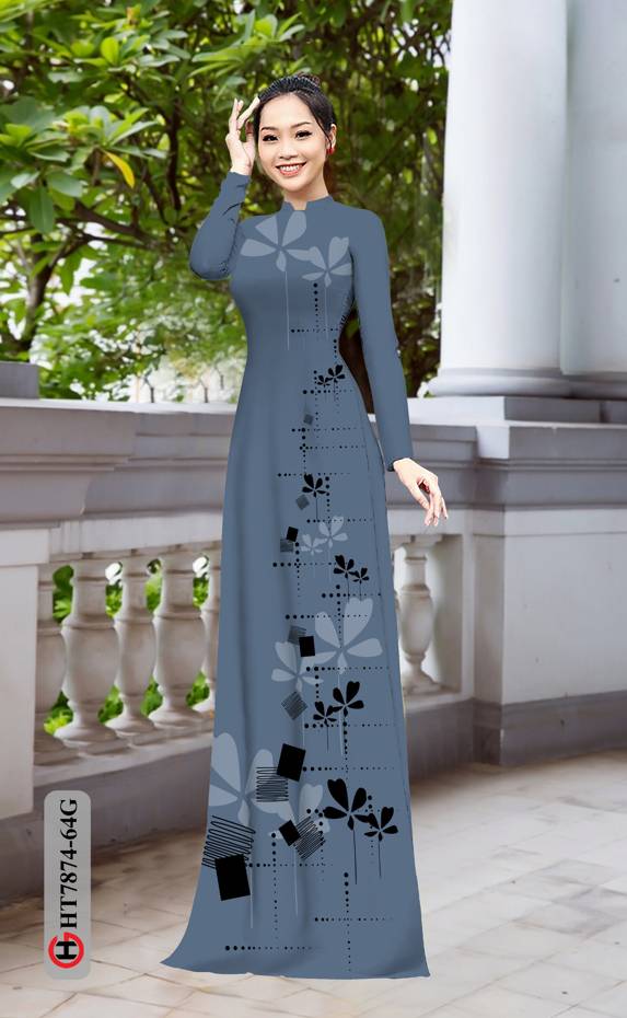 Vải Áo Dài Hoa In 3D kiểu mới AD HT7874 36 Vải Áo Dài Hoa In 3D kiểu mới AD HT7874