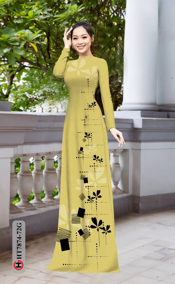 Vải Áo Dài Hoa In 3D kiểu mới AD HT7874 37 Vải Áo Dài Hoa In 3D kiểu mới AD HT7874