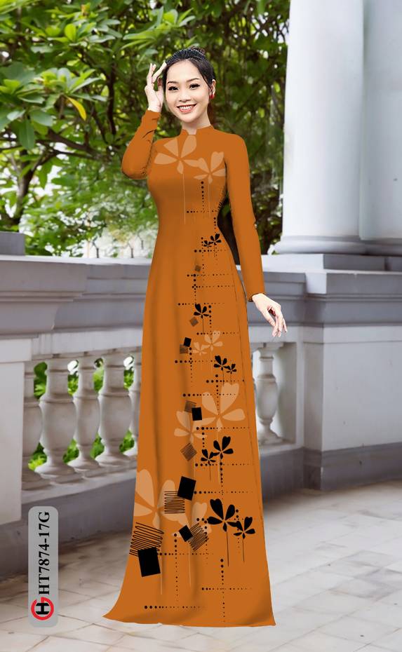 Vải Áo Dài Hoa In 3D kiểu mới AD HT7874 41 Vải Áo Dài Hoa In 3D kiểu mới AD HT7874