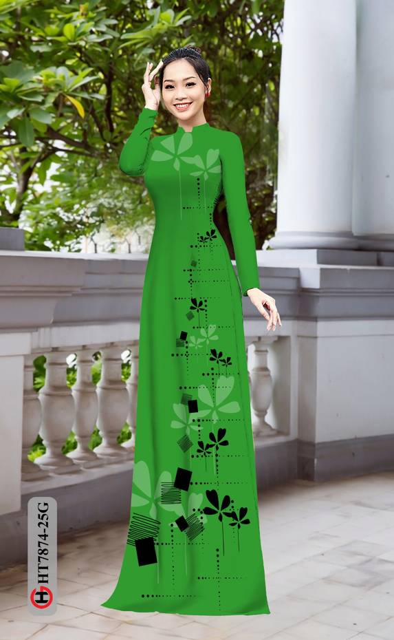 Vải Áo Dài Hoa In 3D kiểu mới AD HT7874 43 Vải Áo Dài Hoa In 3D kiểu mới AD HT7874