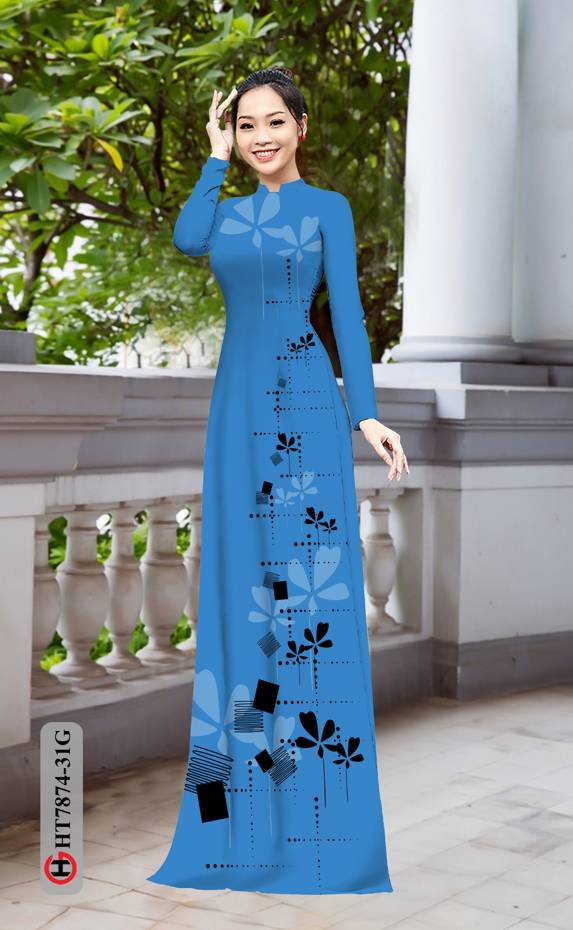 Vải Áo Dài Hoa In 3D kiểu mới AD HT7874 44 Vải Áo Dài Hoa In 3D kiểu mới AD HT7874