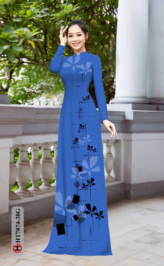 Vải Áo Dài Hoa In 3D kiểu mới AD HT7874 45 Vải Áo Dài Hoa In 3D kiểu mới AD HT7874