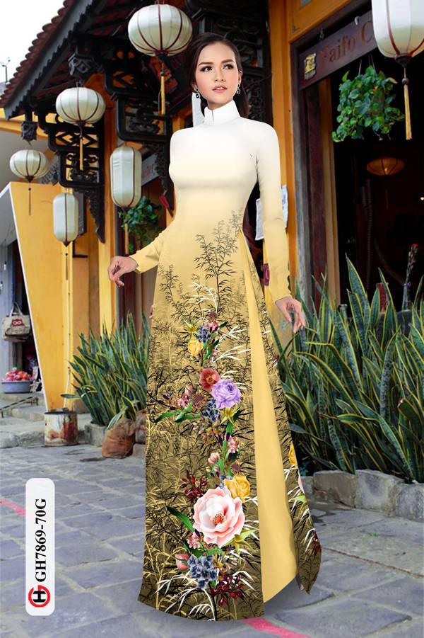 Vải Áo Dài Hoa Hồng thiết kế 2021 AD GH7869 40 Vải Áo Dài Hoa Hồng thiết kế 2021 AD GH7869