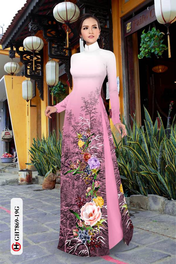 Vải Áo Dài Hoa Hồng thiết kế 2021 AD GH7869 45 Vải Áo Dài Hoa Hồng thiết kế 2021 AD GH7869