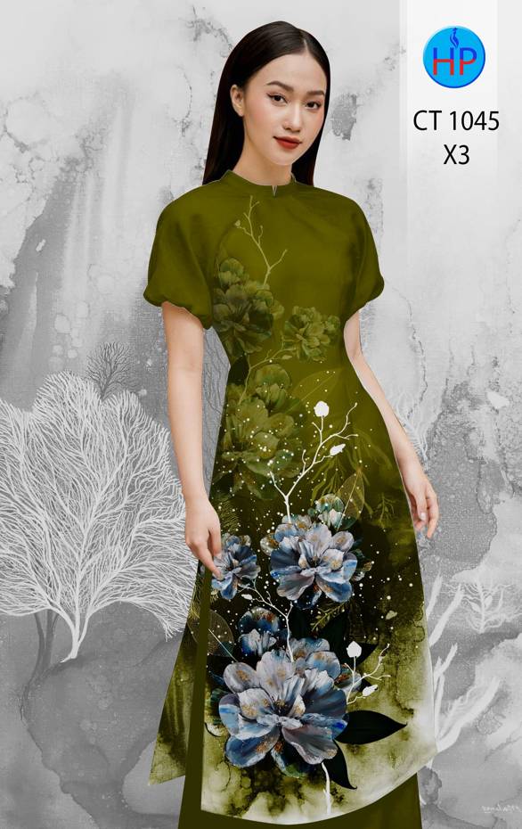 Vải Áo Dài Hoa In 3D thiết kế 2021 AD CT1045 40 Vải Áo Dài Hoa In 3D thiết kế 2021 AD CT1045
