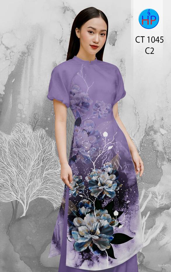 Vải Áo Dài Hoa In 3D thiết kế 2021 AD CT1045 45 Vải Áo Dài Hoa In 3D thiết kế 2021 AD CT1045