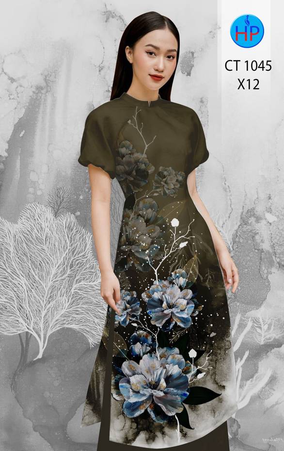 Vải Áo Dài Hoa In 3D thiết kế 2021 AD CT1045 44 Vải Áo Dài Hoa In 3D thiết kế 2021 AD CT1045