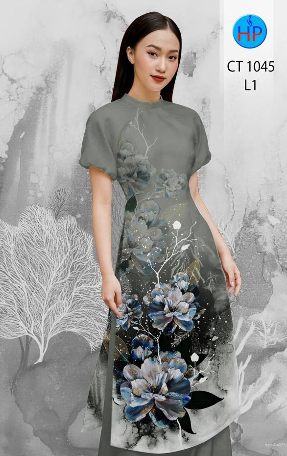 Vải Áo Dài Hoa In 3D thiết kế 2021 AD CT1045 46 Vải Áo Dài Hoa In 3D thiết kế 2021 AD CT1045