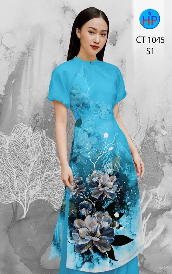 Vải Áo Dài Hoa In 3D thiết kế 2021 AD CT1045 52 Vải Áo Dài Hoa In 3D thiết kế 2021 AD CT1045