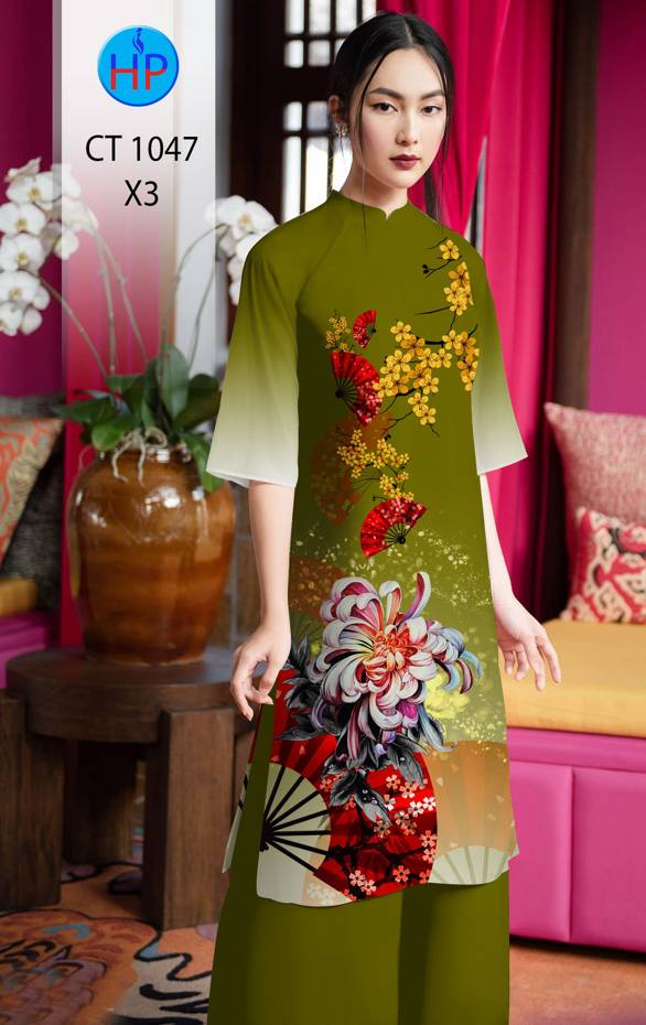 Vải Áo Dài Hoa Cúc mới ra AD CT1047 47 Vải Áo Dài Hoa Cúc mới ra AD CT1047