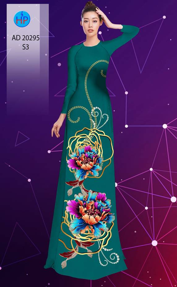 Vải Áo Dài Hoa In 3D kiểu mới AD 20295 40 Vải Áo Dài Hoa In 3D kiểu mới AD 20295