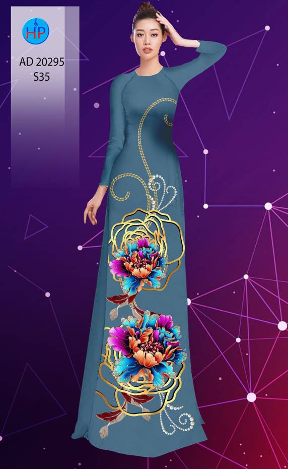 Vải Áo Dài Hoa In 3D kiểu mới AD 20295 48 Vải Áo Dài Hoa In 3D kiểu mới AD 20295