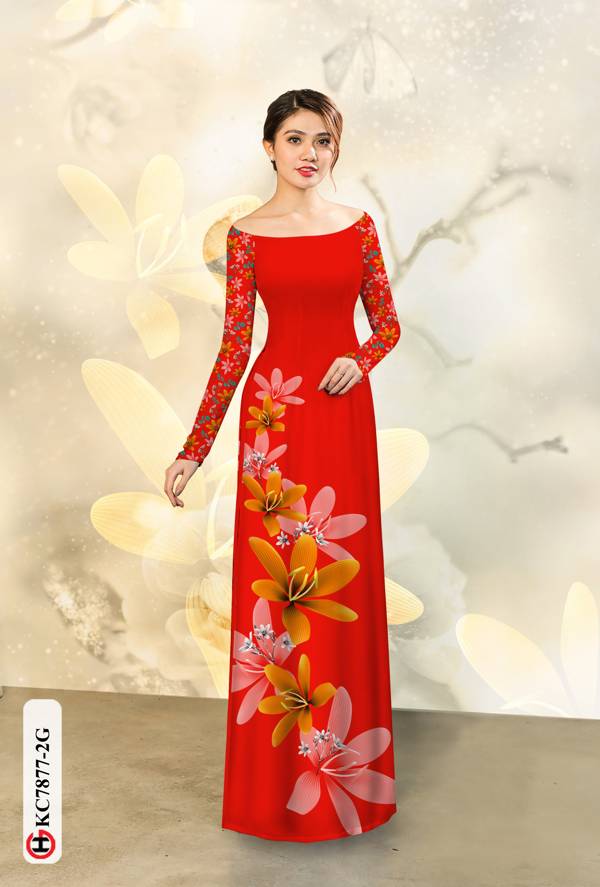 Vải Áo Dài Hoa In 3D kiểu mới AD KC7877 38 Vải Áo Dài Hoa In 3D kiểu mới AD KC7877