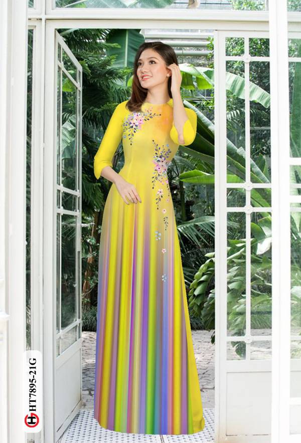 Vải Áo Dài Hoa In 3D mới ra AD HT7895 44 Vải Áo Dài Hoa In 3D mới ra AD HT7895