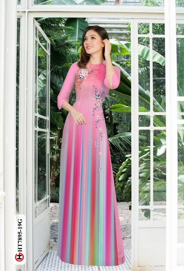 Vải Áo Dài Hoa In 3D mới ra AD HT7895 45 Vải Áo Dài Hoa In 3D mới ra AD HT7895
