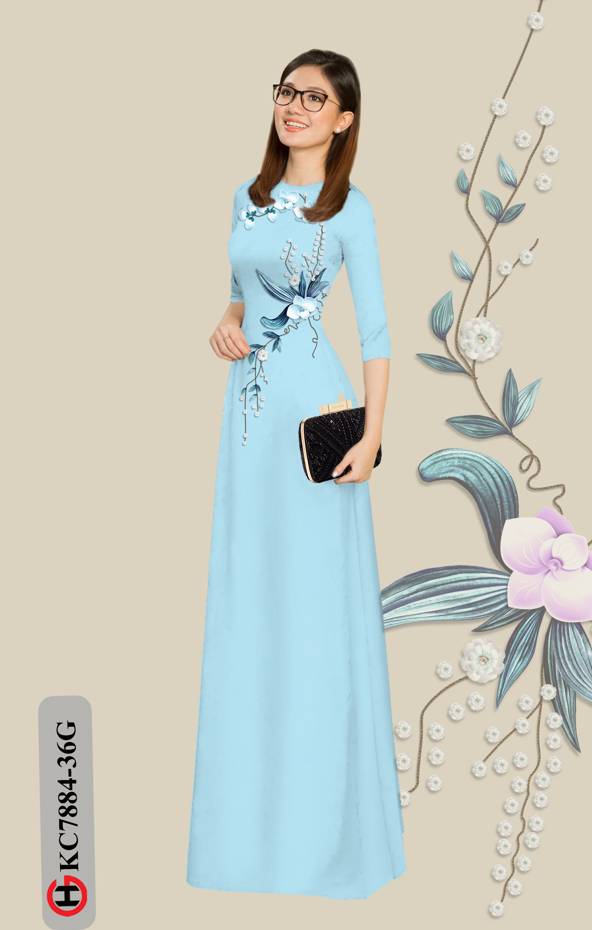 Vải Áo Dài Hoa In 3D thiết kế 2021 AD KC7884 53 Vải Áo Dài Hoa In 3D thiết kế 2021 AD KC7884