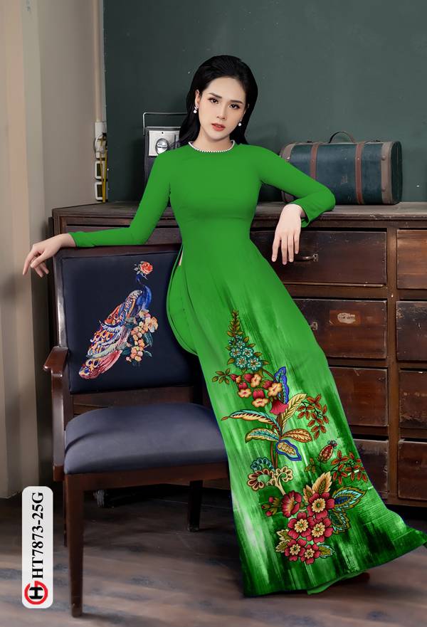 Vải Áo Dài Hoa In 3D mới ra AD HT7873 32 Vải Áo Dài Hoa In 3D mới ra AD HT7873