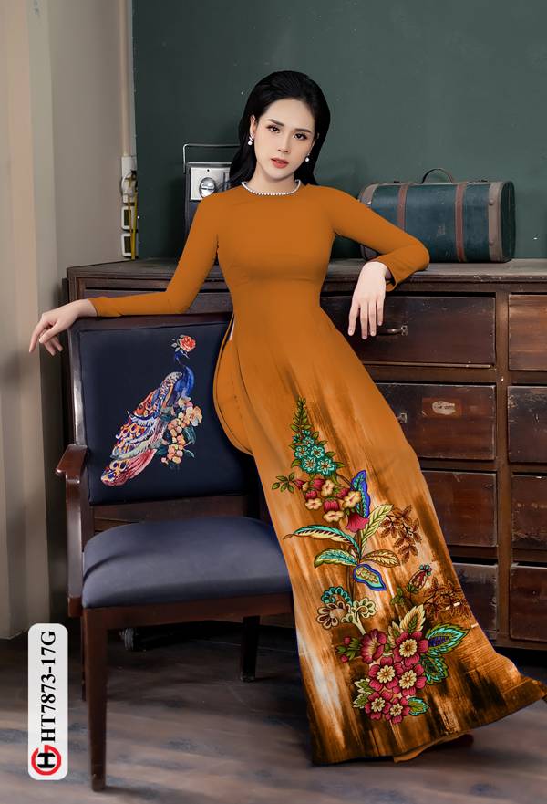 Vải Áo Dài Hoa In 3D mới ra AD HT7873 33 Vải Áo Dài Hoa In 3D mới ra AD HT7873