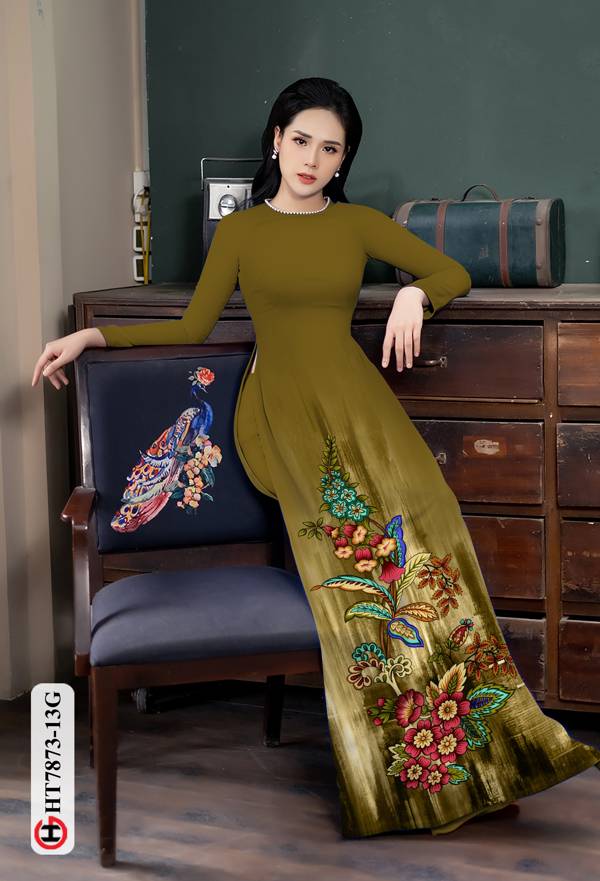 Vải Áo Dài Hoa In 3D mới ra AD HT7873 34 Vải Áo Dài Hoa In 3D mới ra AD HT7873