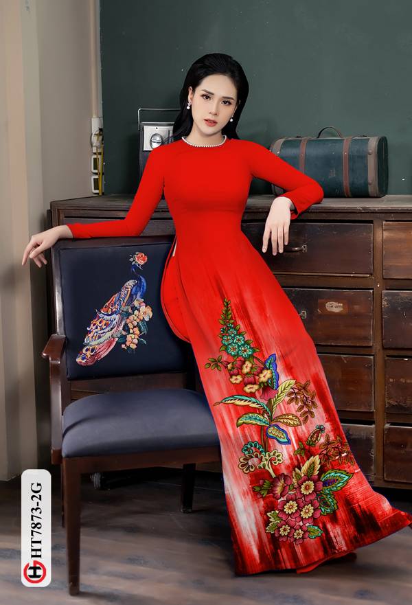 Vải Áo Dài Hoa In 3D mới ra AD HT7873 36 Vải Áo Dài Hoa In 3D mới ra AD HT7873